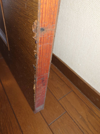 部屋１ドア下部の汚染