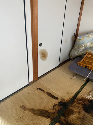 部屋２押し入れのビフォアと戸の染みのビフォア