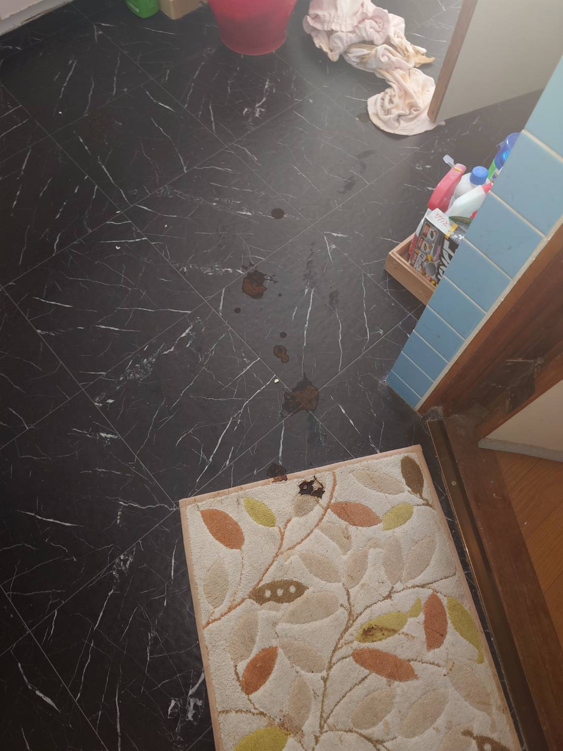 洗面前の床のビフォアアフター