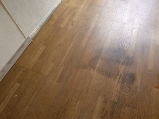 亡くなった箇所のビフォア、撤去後、洗浄後、削り後、アフター