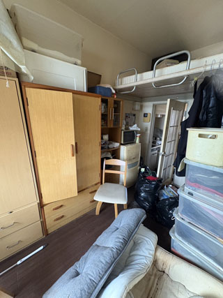 部屋奥左手からのビフォア、撤去後、アフター
