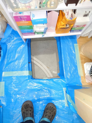 養生後の廊下と点検口